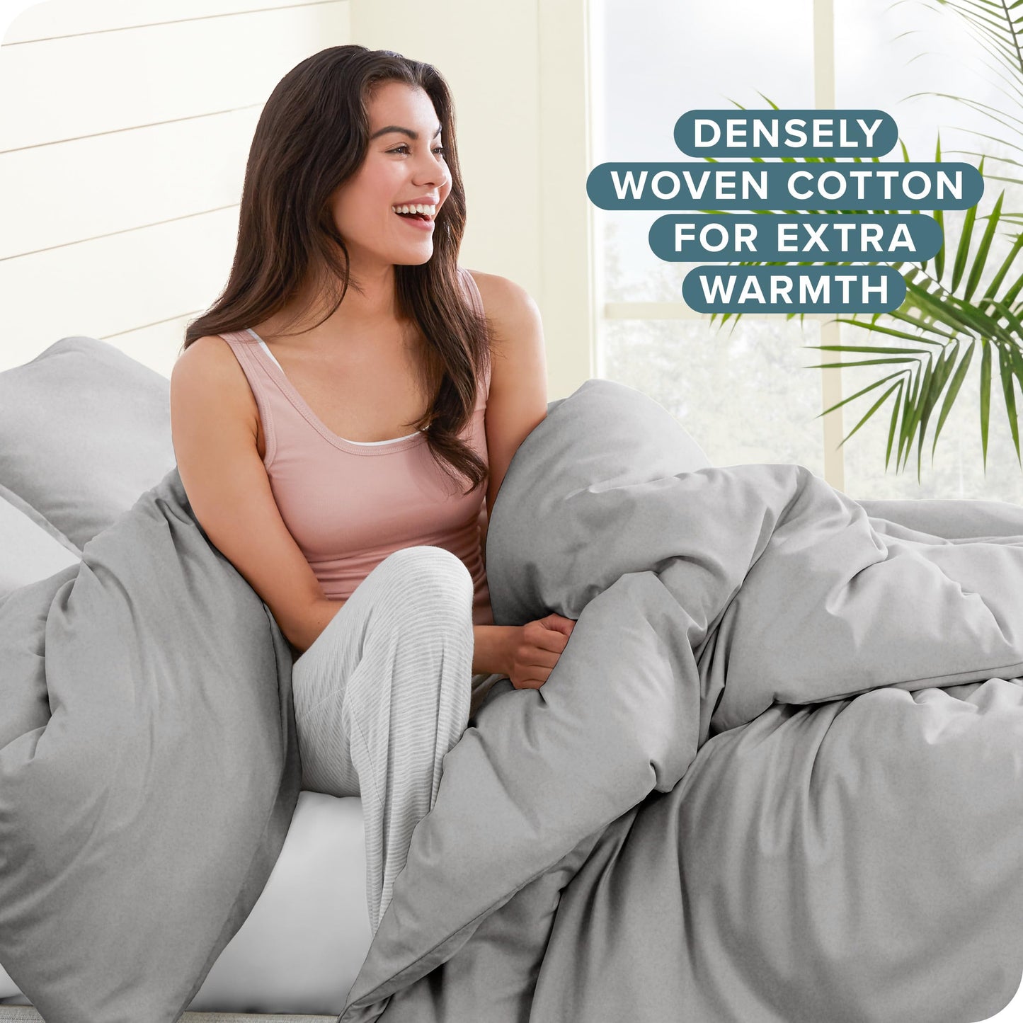 Bare Home Flannel Duvet Cover Set - Full/Queen - 100% Cotton, Velvety Soft Heavyweight Premium Flannel, Double Brushed