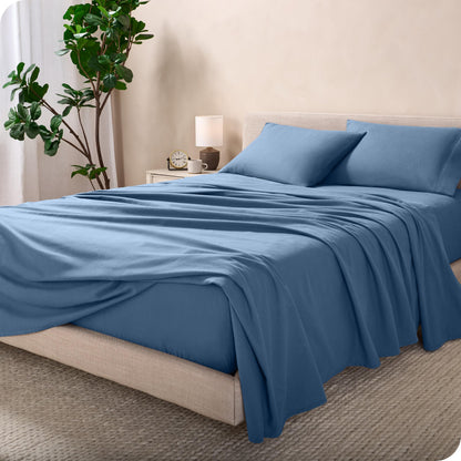 Bare Home Flannel Sheet Set 100% Cotton, Velvety Soft Heavyweight - Double Brushed Flannel - Deep Pocket (Split King, Grey)