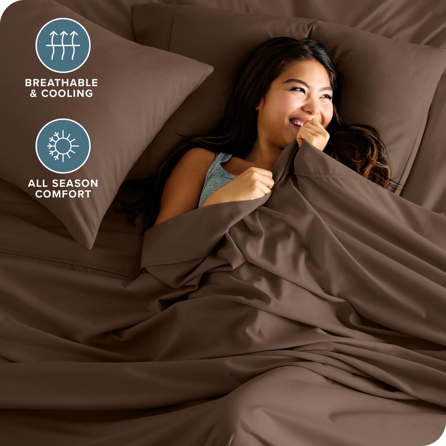 Bare Home Split Head Flex King Sheet Set - 1800 Ultra-Soft Microfiber Bed Sheets 4 Piece Set - FlexTop Bedding Sheets (Grey)