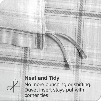 Bare Home Flannel Duvet Cover Set - Full/Queen - 100% Cotton, Velvety Soft Heavyweight Premium Flannel, Double Brushed